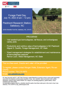 Cover photo for Forage Field Day, 15 July 2022, Salisbury, NC