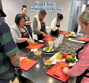 staff cutting vegetables